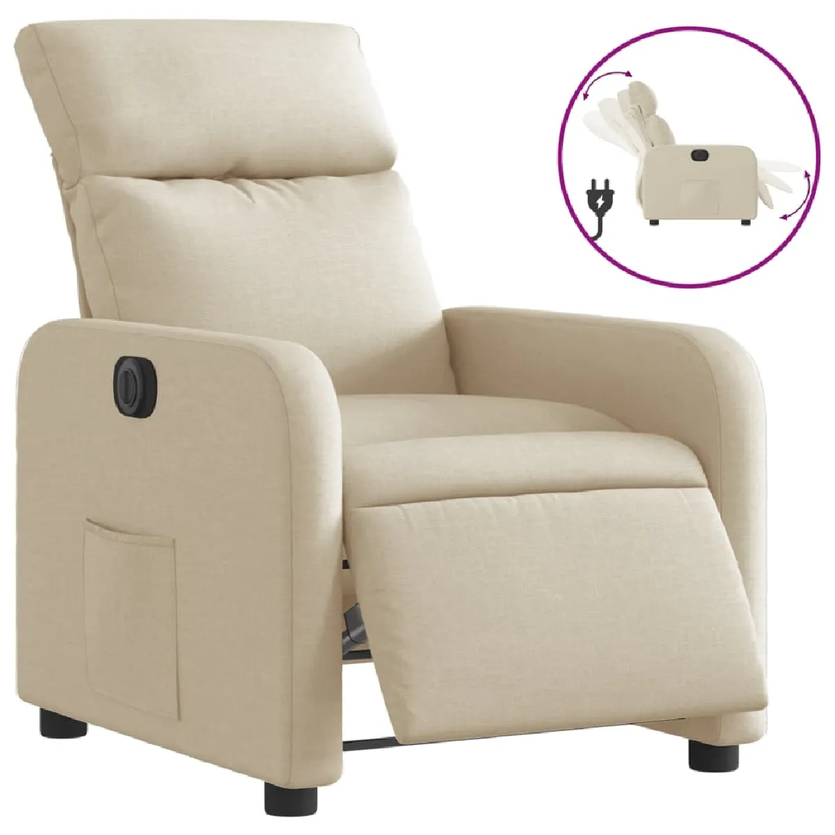 Fauteuil Relax pour salon, Fauteuil inclinable électrique Crème Tissu -GKD88958