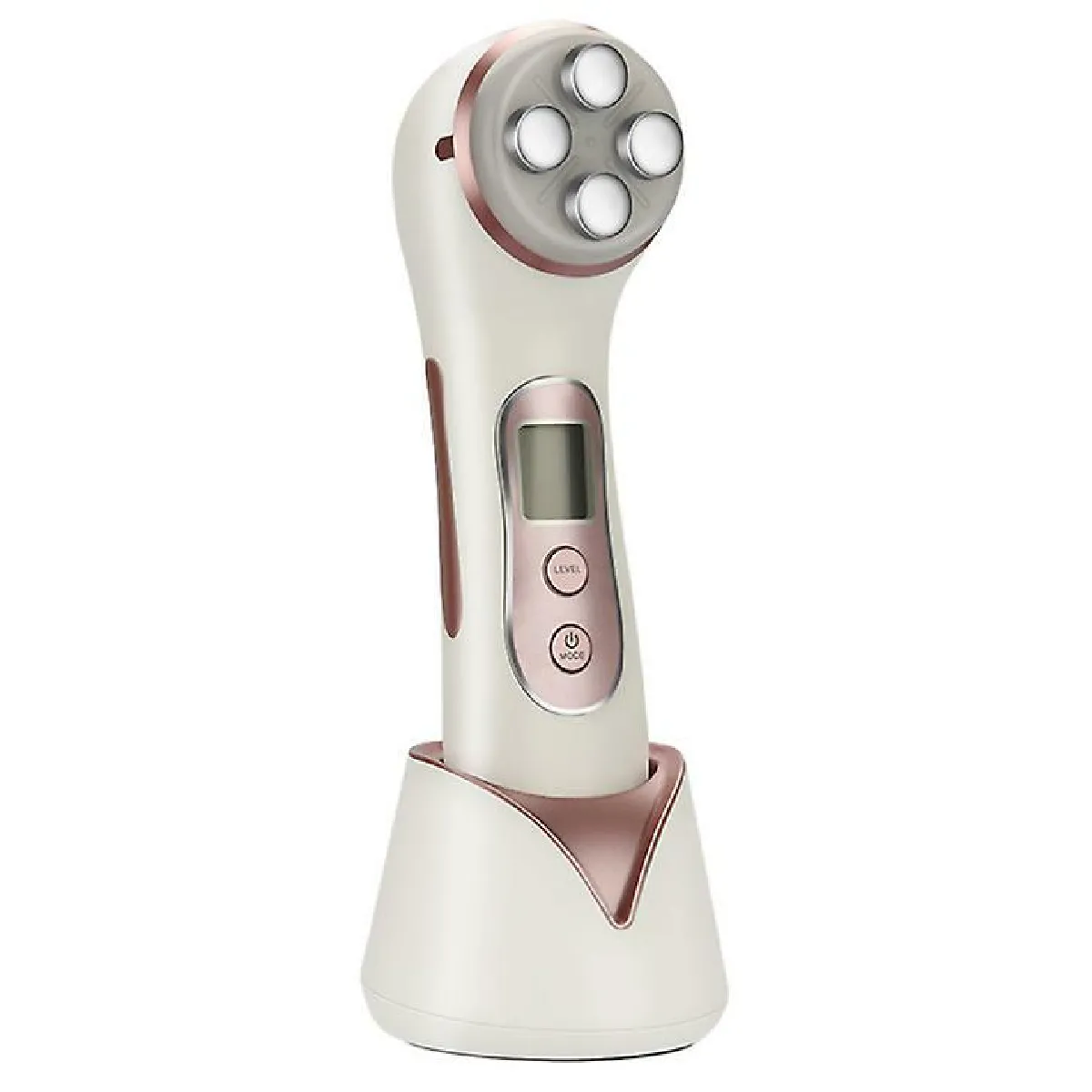 5 in 1 Appareil de beauté Ultrason RF LED Dispositif Multifonctionnel de Beauté Faciale Masseur Anti-ge Raffermissant Anti-rides Nettoyage du Visage Enlèvement de l'acné,Or rose