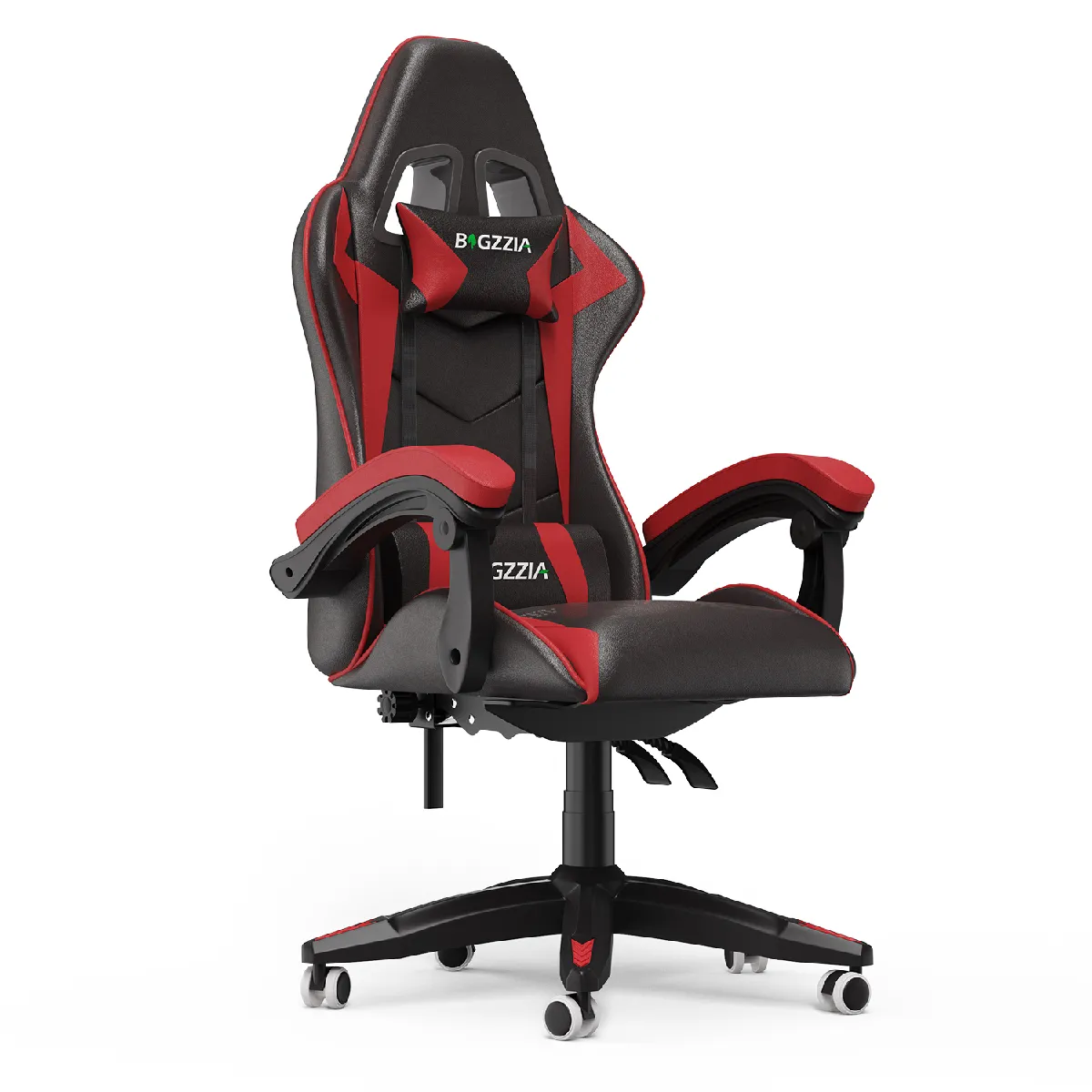 BIGZZIA Fauteuil de Bureau - Chaise Gaming - Siège de Bureau Réglable Gaming Racing - avec coussin et dossier inclinable Rouge