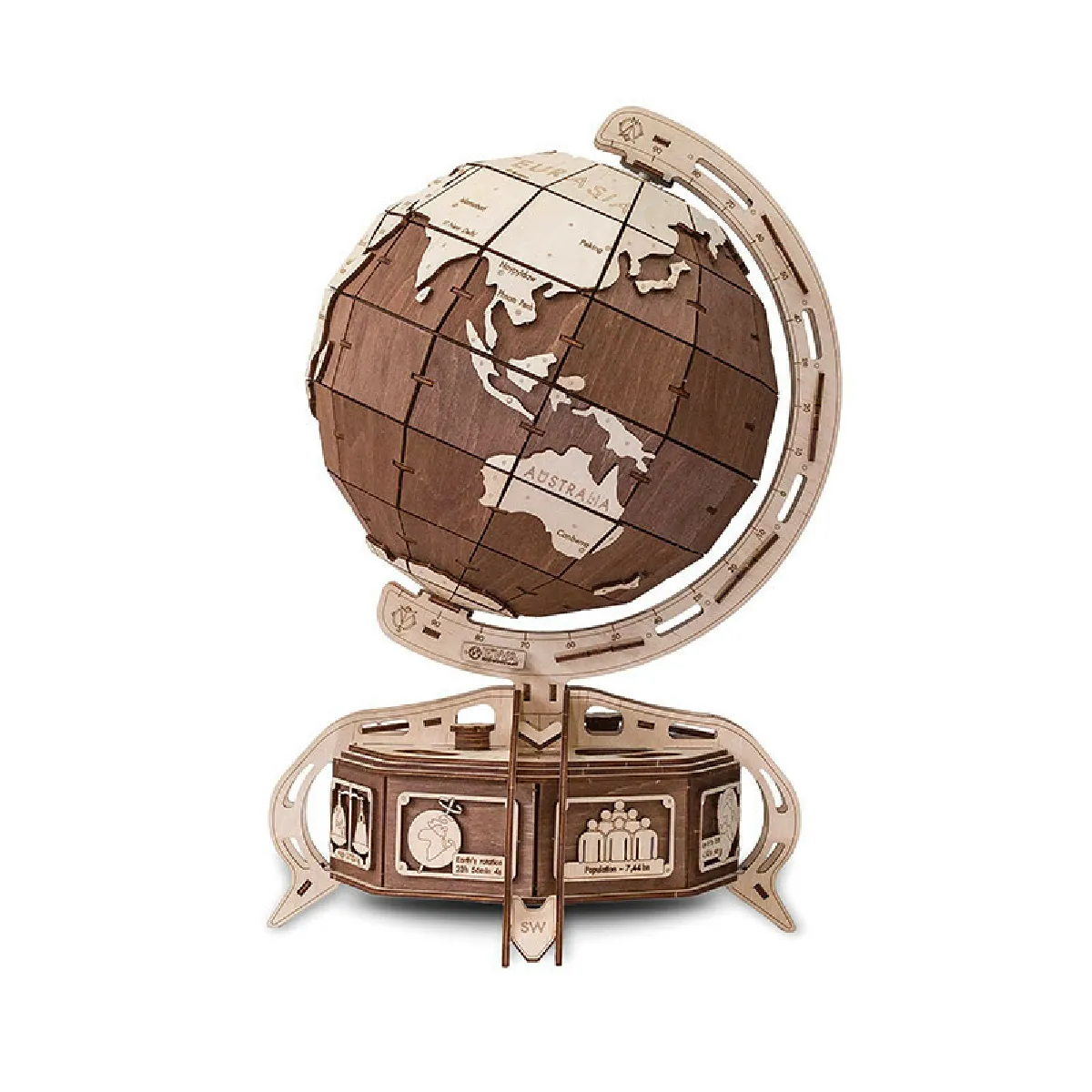 Maquette 3D en bois - Globe terrestre 50,5 cm