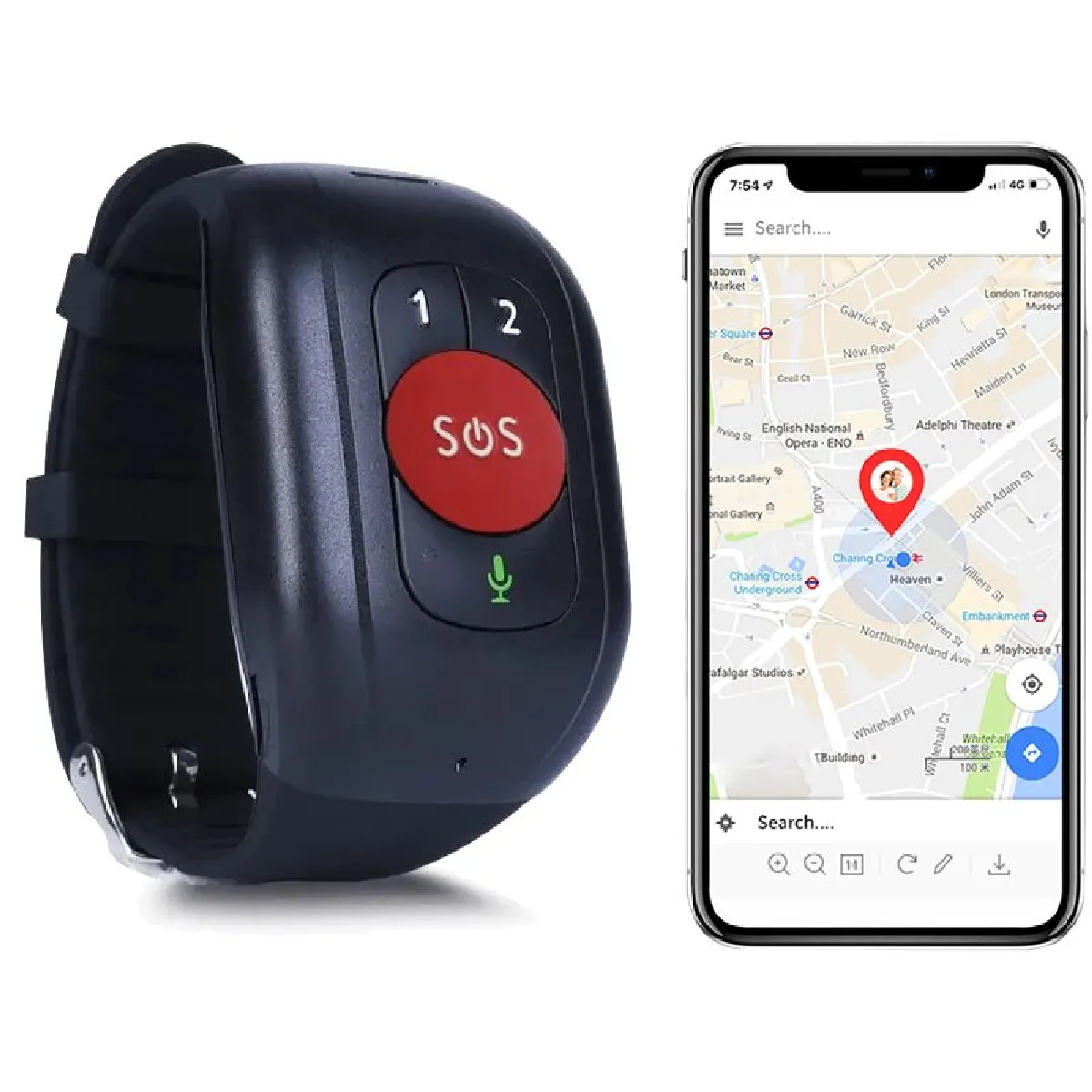 Montres GPS 4G SOS Traceur pour Sénior Suivi Santé Et Sécurité Rouge YONIS