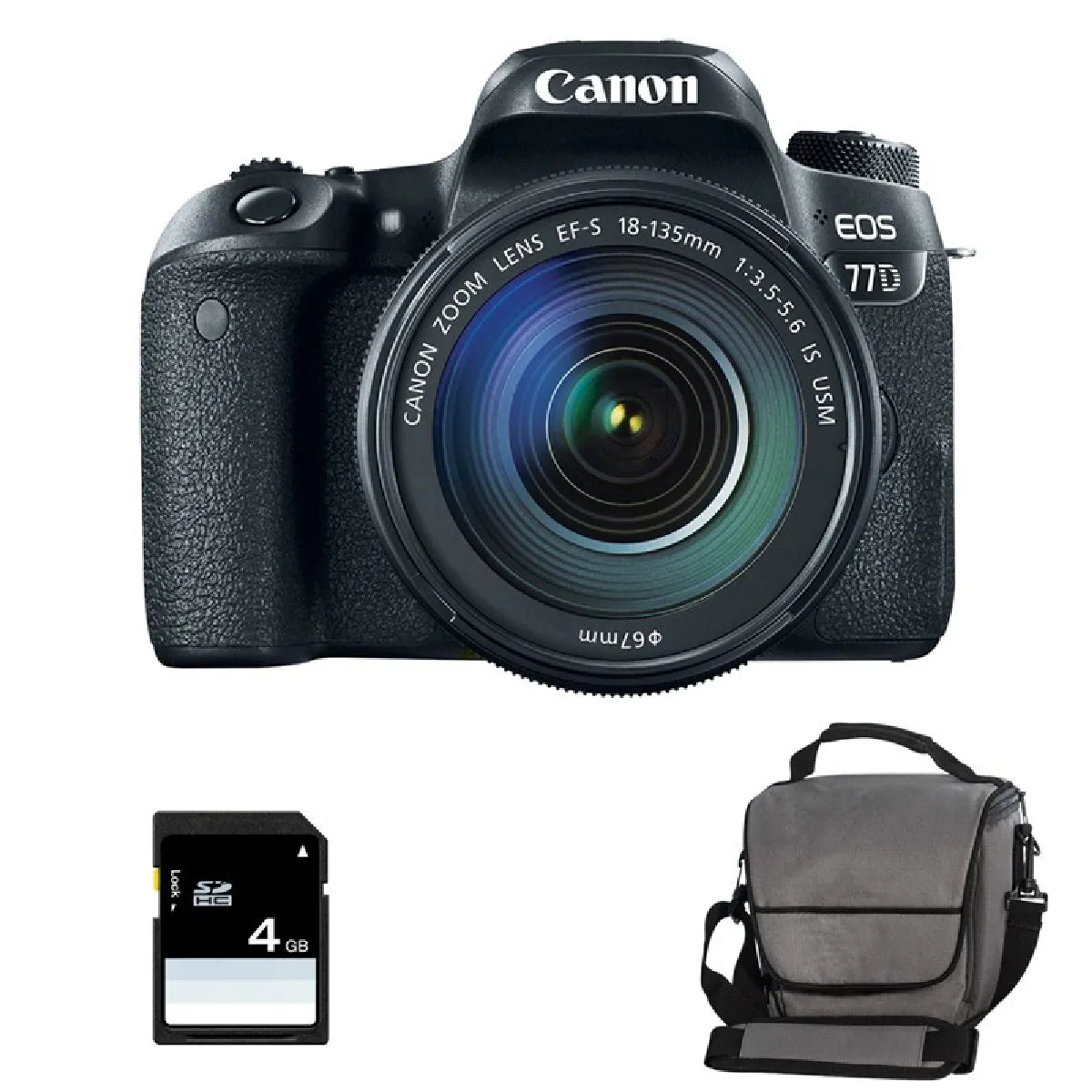 PACK CANON EOS 77D + 18-135 IS USM + Sac + SD 4Go