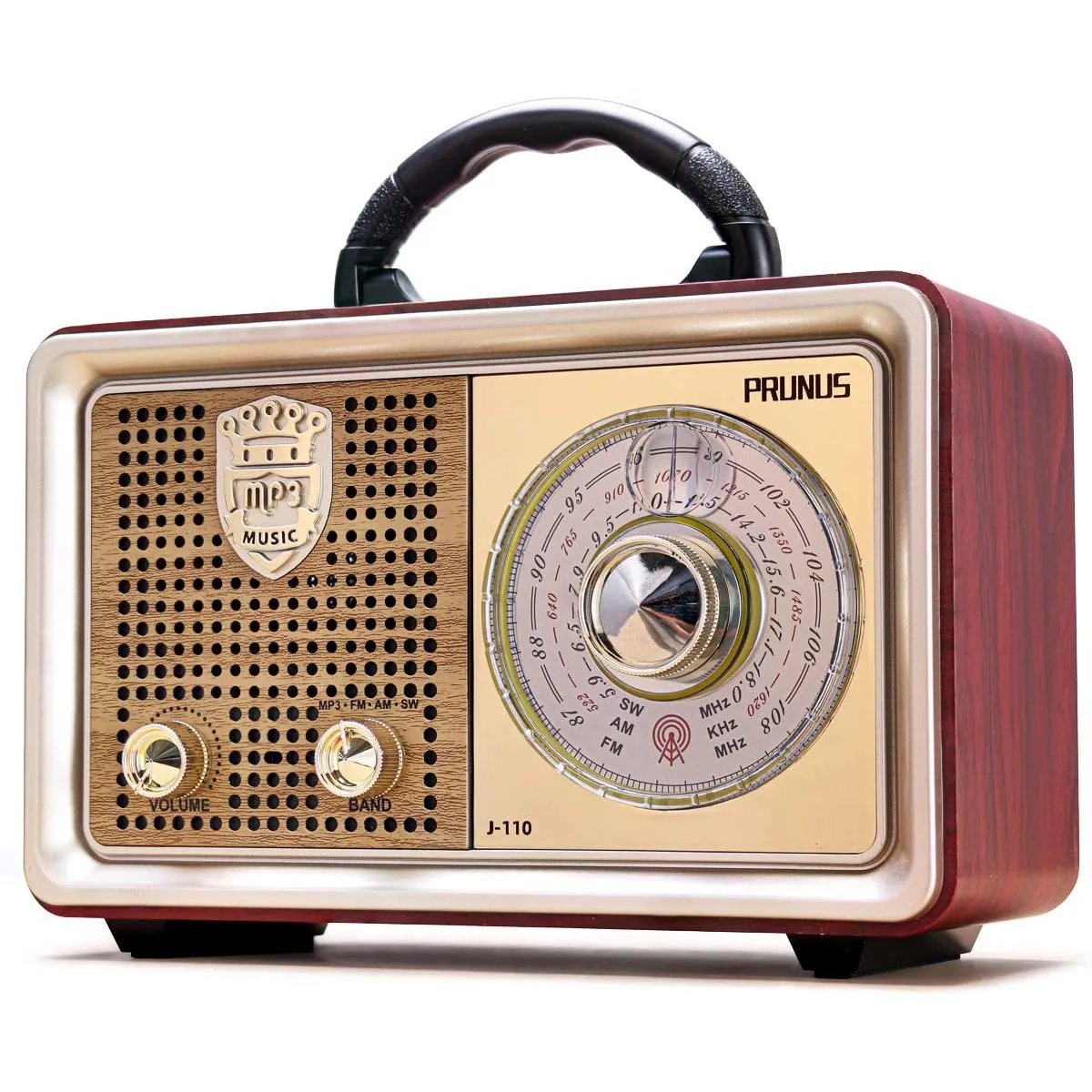 radio portable vintage bluetooth BT FM AM (MW) SW 5W argent marron