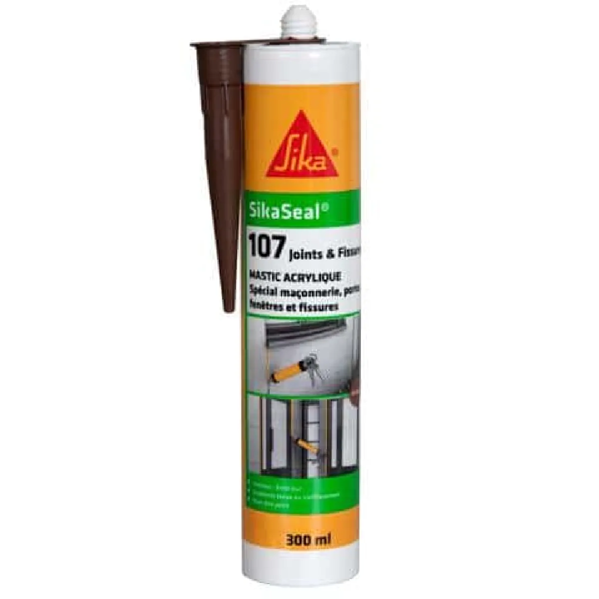 Mastic acrylique spécial façade - SIKA SikaSeal 107 Joints et Fissure - Acajou - 300ml