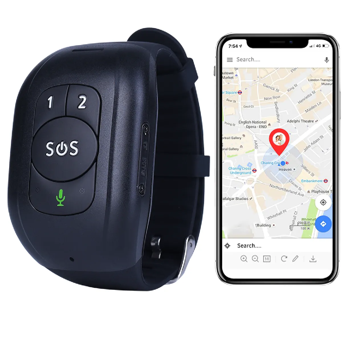 Montres GPS 4G SOS Traceur pour Sénior Suivi Santé Et Sécurité Noir YONIS