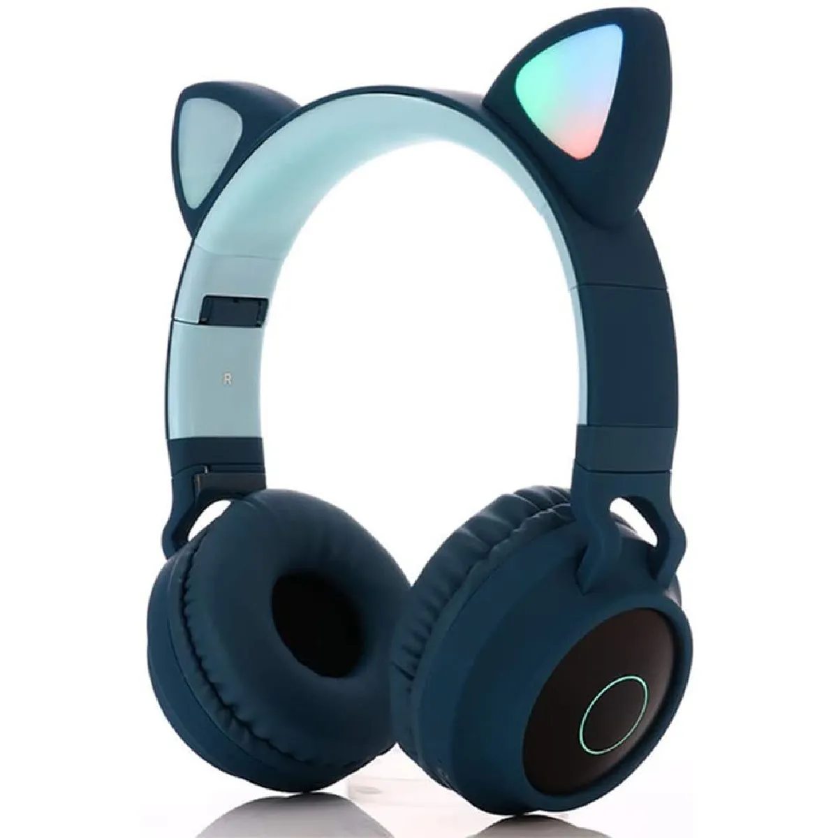 Casque de jeu avec micro pour PS4, iPhone, PC, oreilles de chat amovibles pour filles et femmes (bleu)