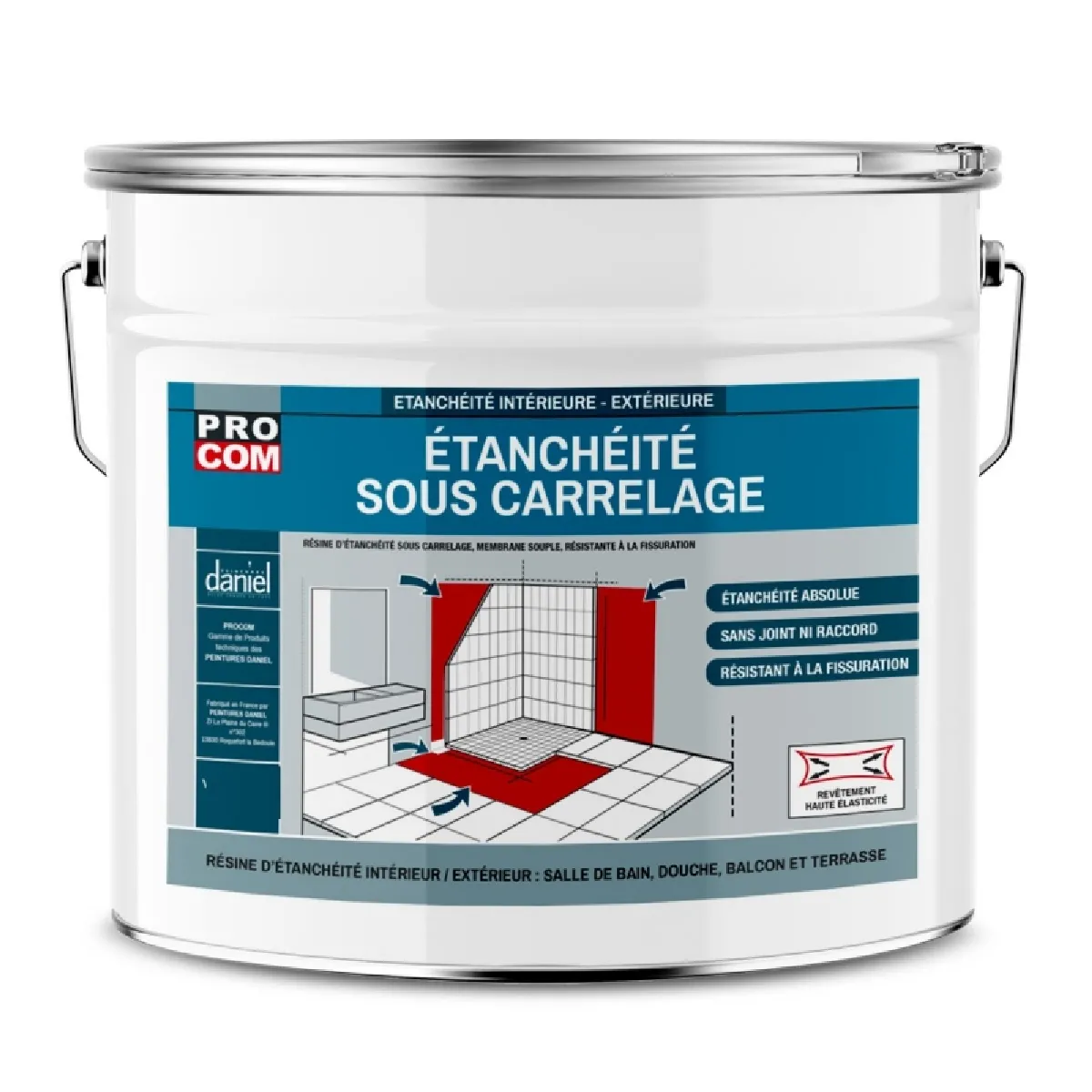 Etancheite sous carrelage, douche, salle de bain, cuisine, pièce humide - Resine d'imperméabilisation, protection à l'eau PROCOM-10 litres