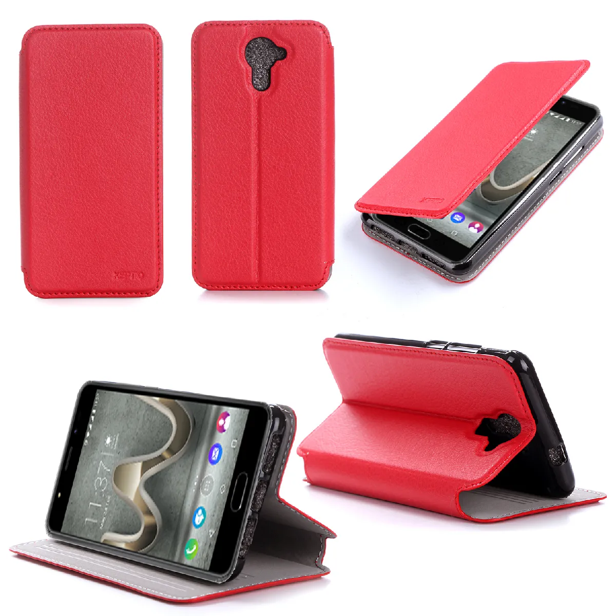 Etui Wiko Ufeel PRIME rouge avec stand - Housse coque de protection