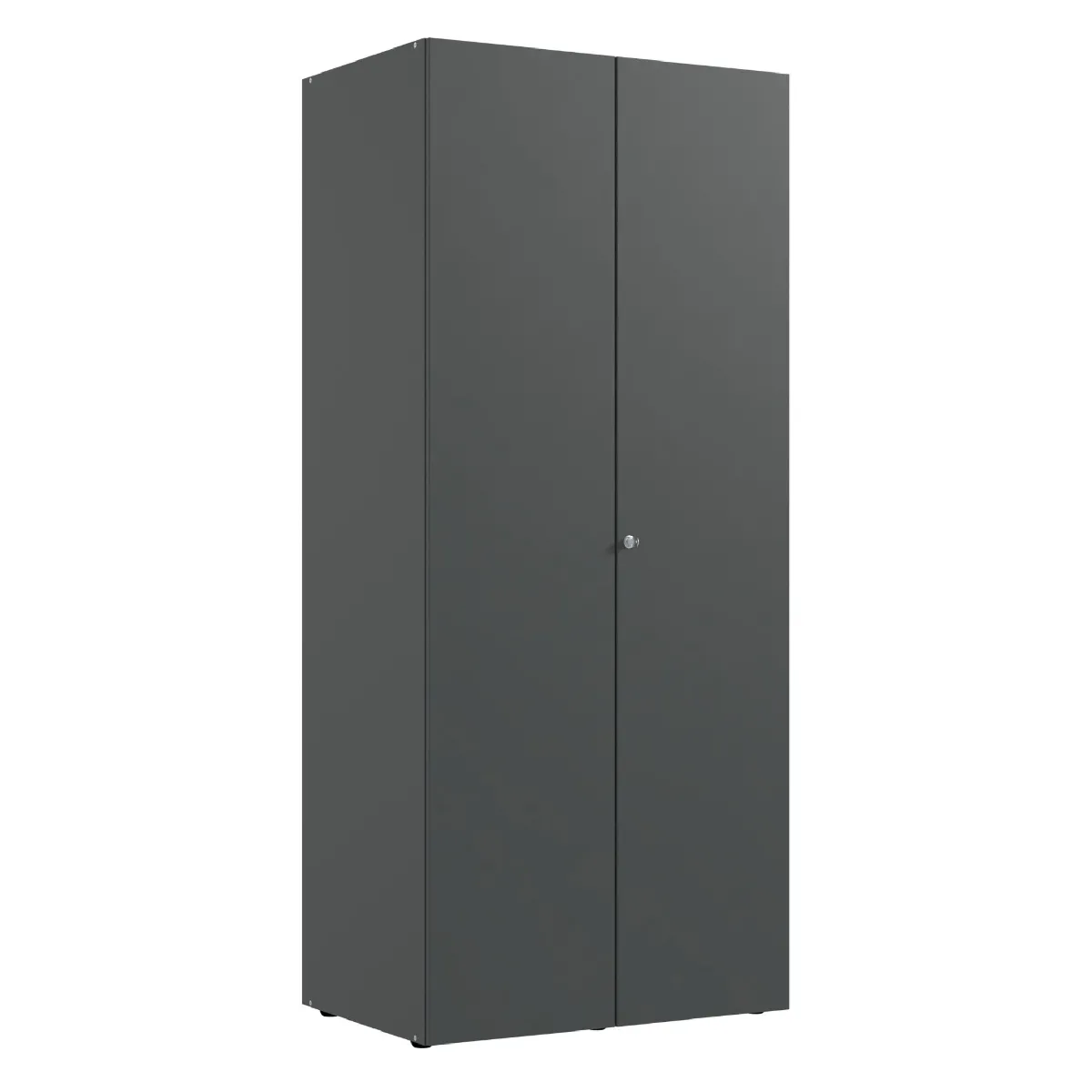 Armoire de rangement avec serrure en bois mélamine coloris graphite - longueur 80 x hauteur 185 x profondeur 54 cm