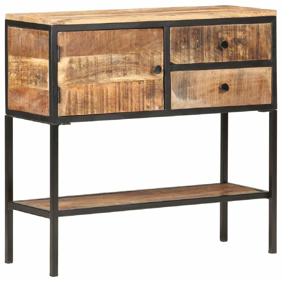 Buffet,Meuble de Rangement,commode pour salon,Cuisine 85x30x80 cm Bois de manguier brut -MN88012