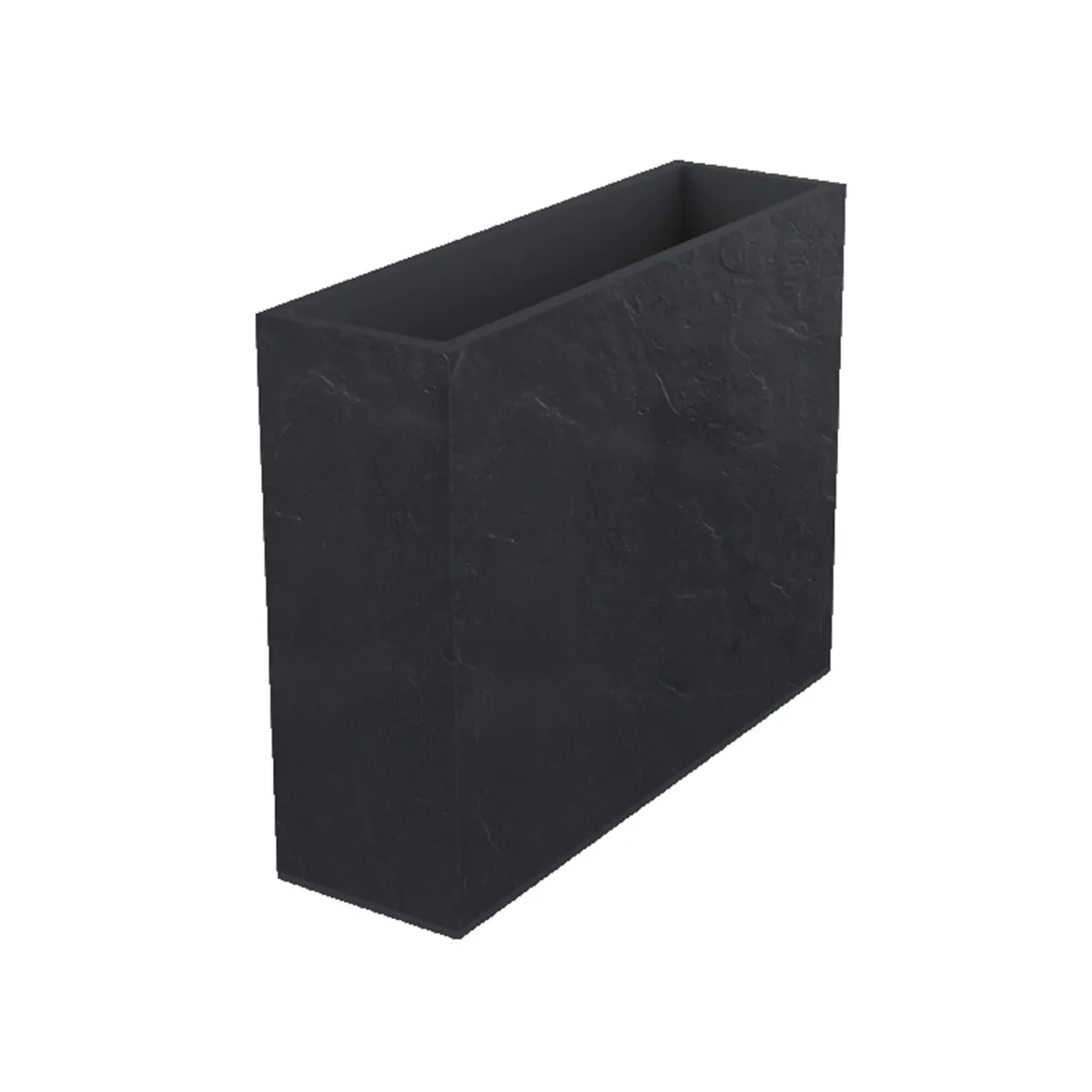 Jardinière rectangulaire Volcania effet pierre 63 L Anthracite - Eda