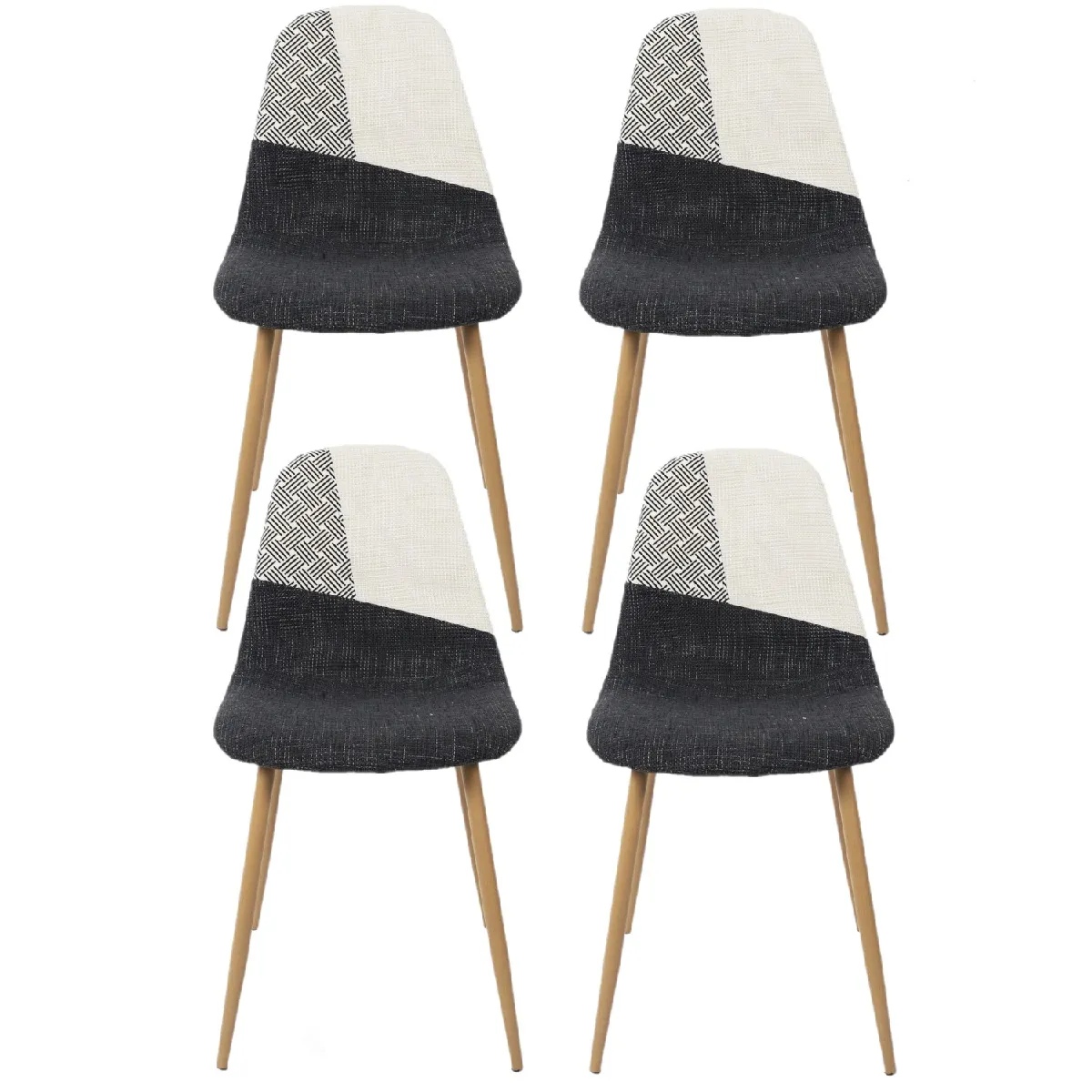 Lot de 4 Chaises patchwork First - Noir et blanc