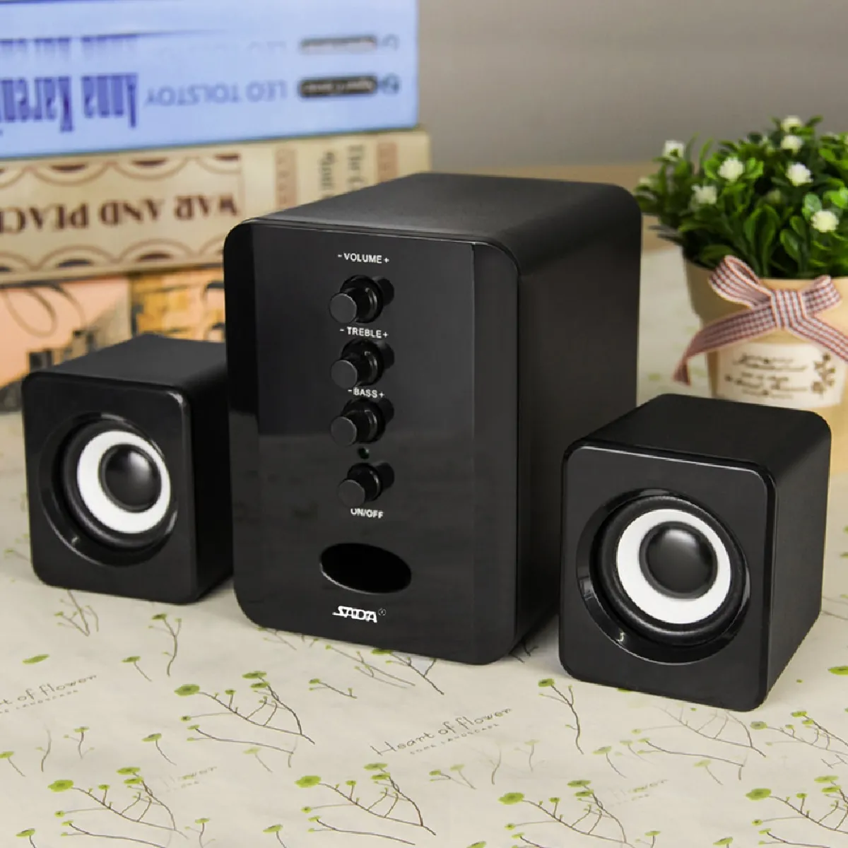 Haut-parleurs combinés câblés pour ordinateurs, lecteurs de musique stéréo, subwoofers pour ordinateurs de bureau - haut-parleurs portables (noirs)