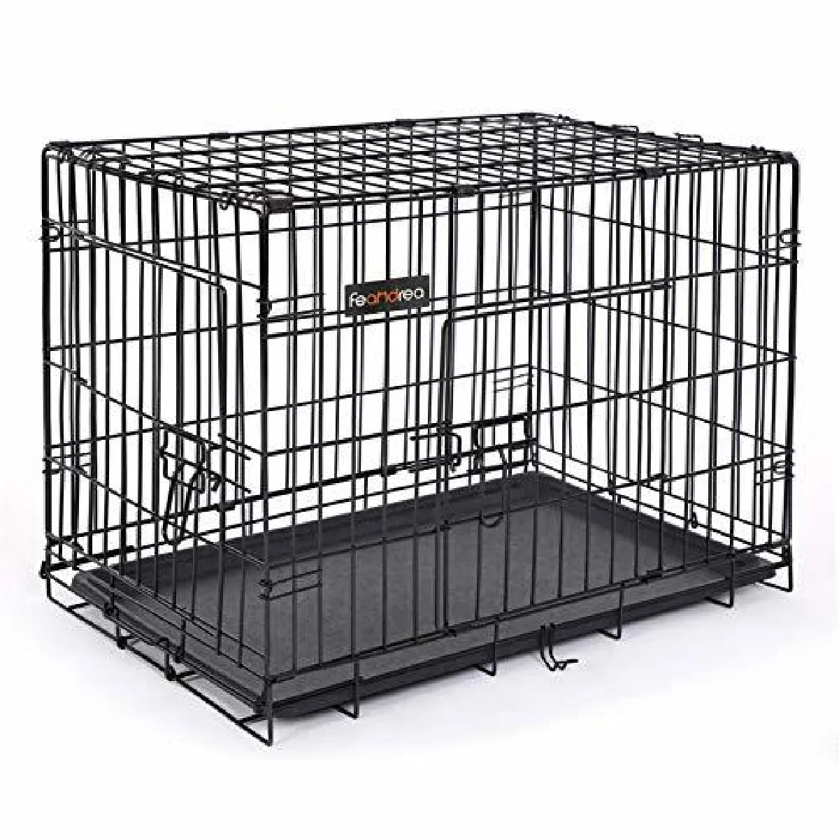 FEANDREA Cage pour Chien 2 Portes Pliable et Transportable avec Poignées et Plateau Noir L 75 x 47 x 54 cm PPD30H