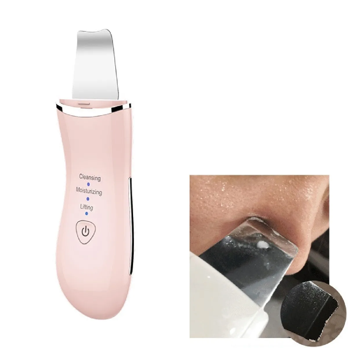 BLK-D016 Ultrasonic Beauty Shovel Skin Machine Vibration Household Facial Cleansing and Washing Massage Instrument Pink