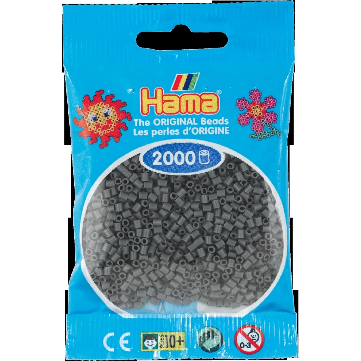 2 000 perles mini (petites perles Ø2,5 mm) Gris foncé - Hama