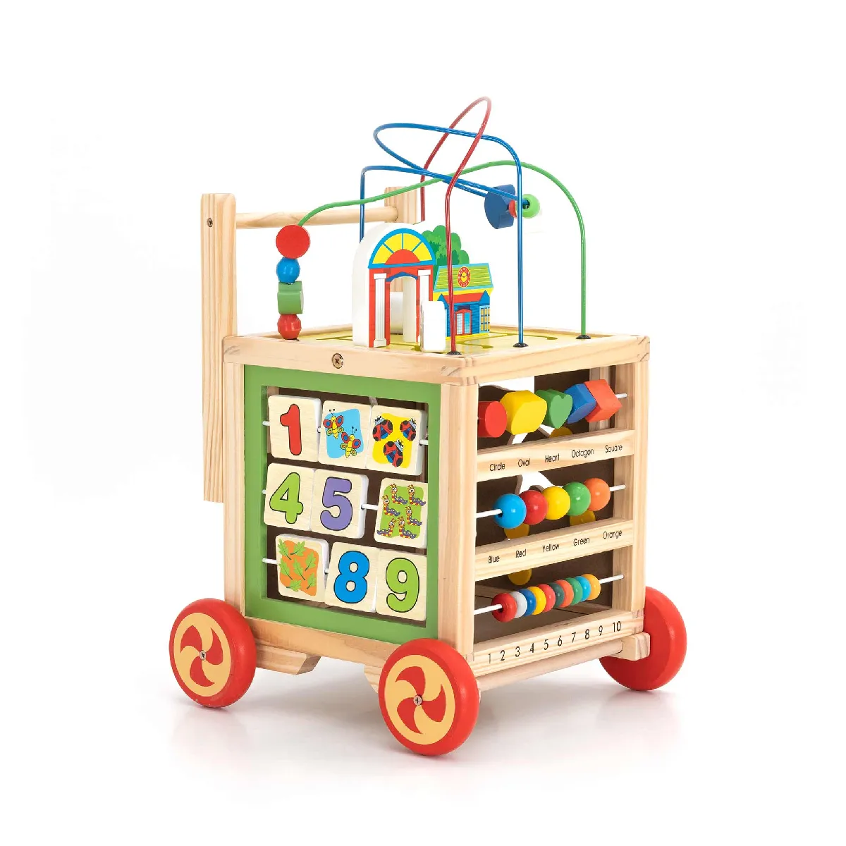 Trotteur pour Bébés Multi-Activités Montessori Robincool Corfù 33x33x45 cm en Bois Éco Développement Psychomoteur