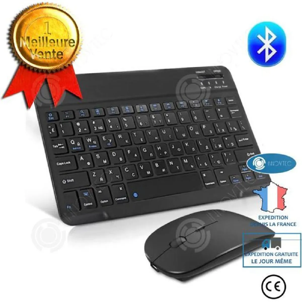 INN tablette iPad clavier Bluetooth du téléphone intelligent et souris clavier français,Combo clavier et souris ultra mince