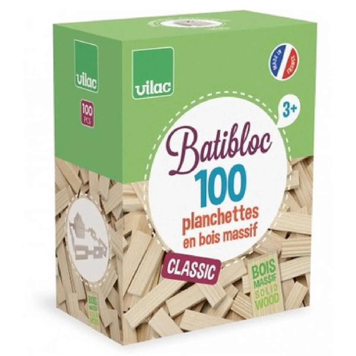 Batibloc classic 100 planchettes en bois Vilac