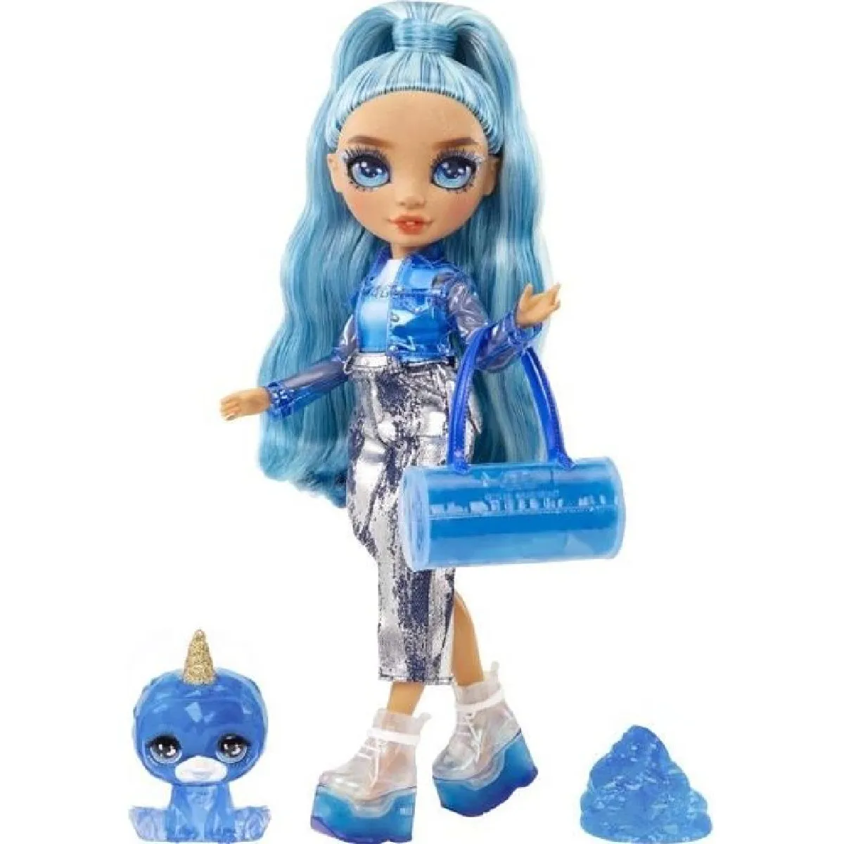 Rainbow High Poupée Mannequin avec Kit de Slime et Animal de Compagnie - Skyler (Bleu) - Poupée Pailletée 28 cm avec Kit de Slime