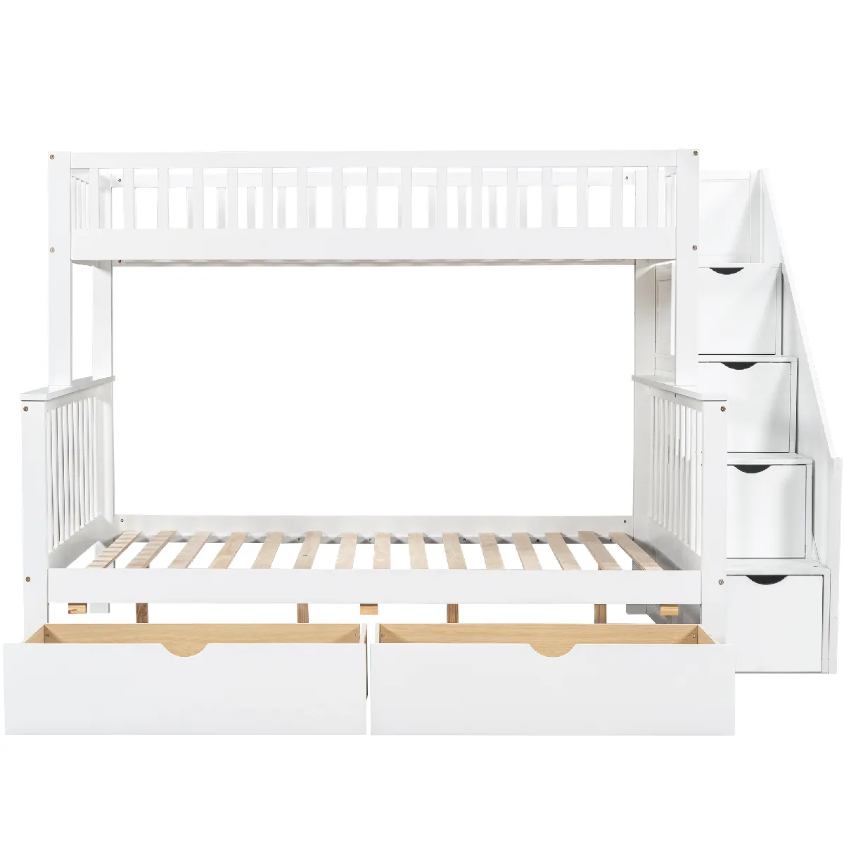 Lit double superposé pour enfant multifonctionnel blanc 90 * 200 / 140 * 200 avec tableau noir et tiroirs sans matelas