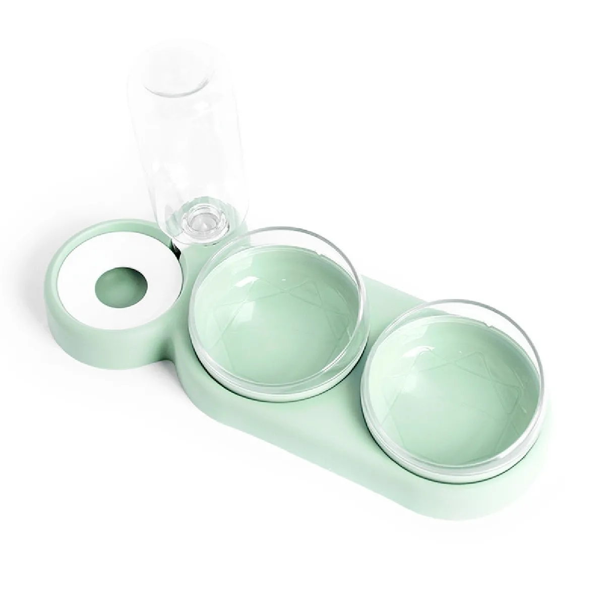Meilleurs prix pour 15 ° Bol pour chat et alimentation automatique de l'eau Petit conteneur de nourriture pour chien pour déshumidifier ou 2 animaux domestiques, 3 en 1   Fournitures d'alimentation pour chat (vert)