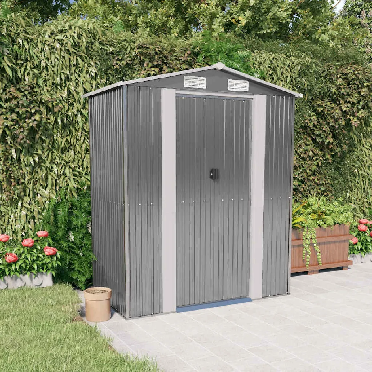 vidaXL Abri de jardin - Gris clair