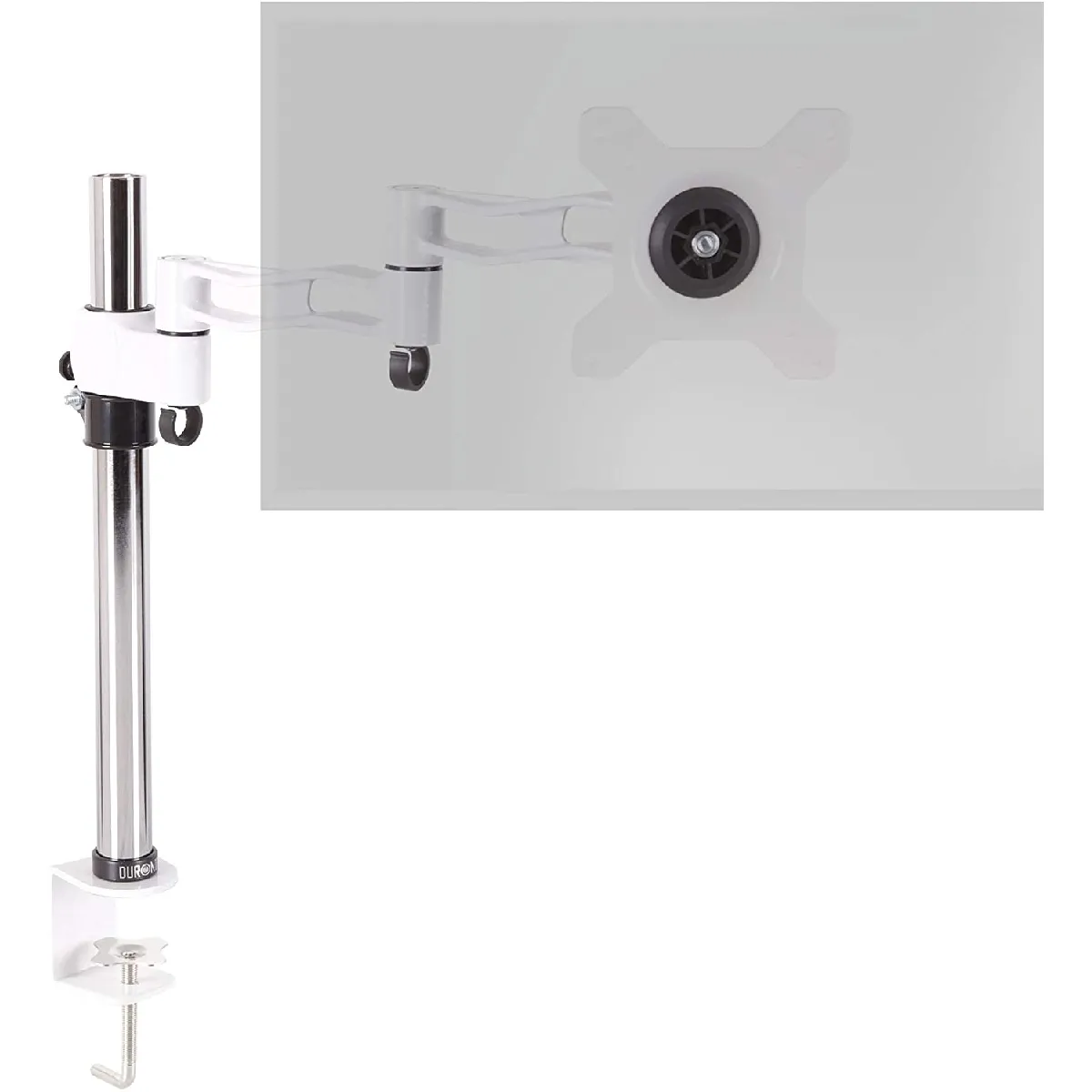 DURONIC Support D'&eacute;cran &Agrave; Pince Bras Pour Moniteur D&acute;ordinateur Rotatif Inclinable Pivotable Vesa 75 100  Dm351x3 We