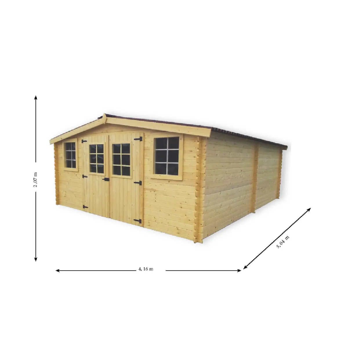 Abri bois madrier 28 mm - vue 2