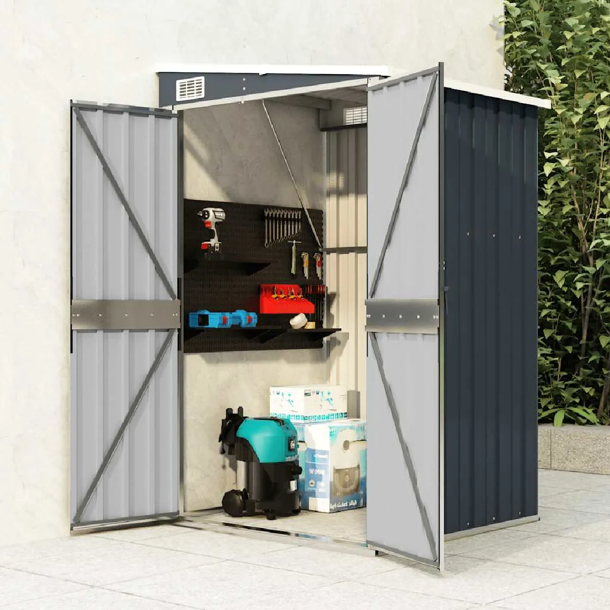 vidaXL Remise de jardin murale 118x100x178 cm Acier 316219 - vue 2