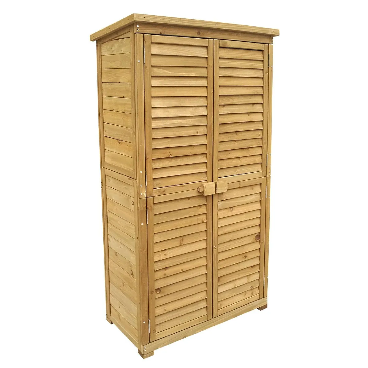 Armoire abri de jardin portes en lamelles 160 cm bois d epicea toit bitume