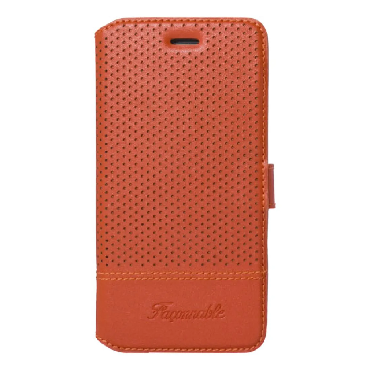 Faconnable Orange Façonnable Étui Folio Pour Apple Iphone 6/Iphone 6S Micro Perforé Avec Porte-Cartes