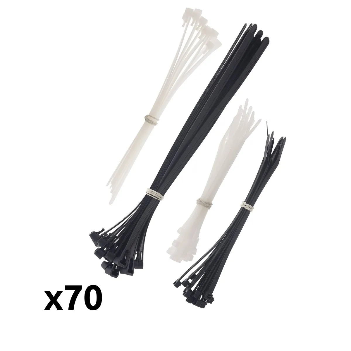 Zenitech Noir/Blanc Colliers Réutilisables Câblage - Lot De 70