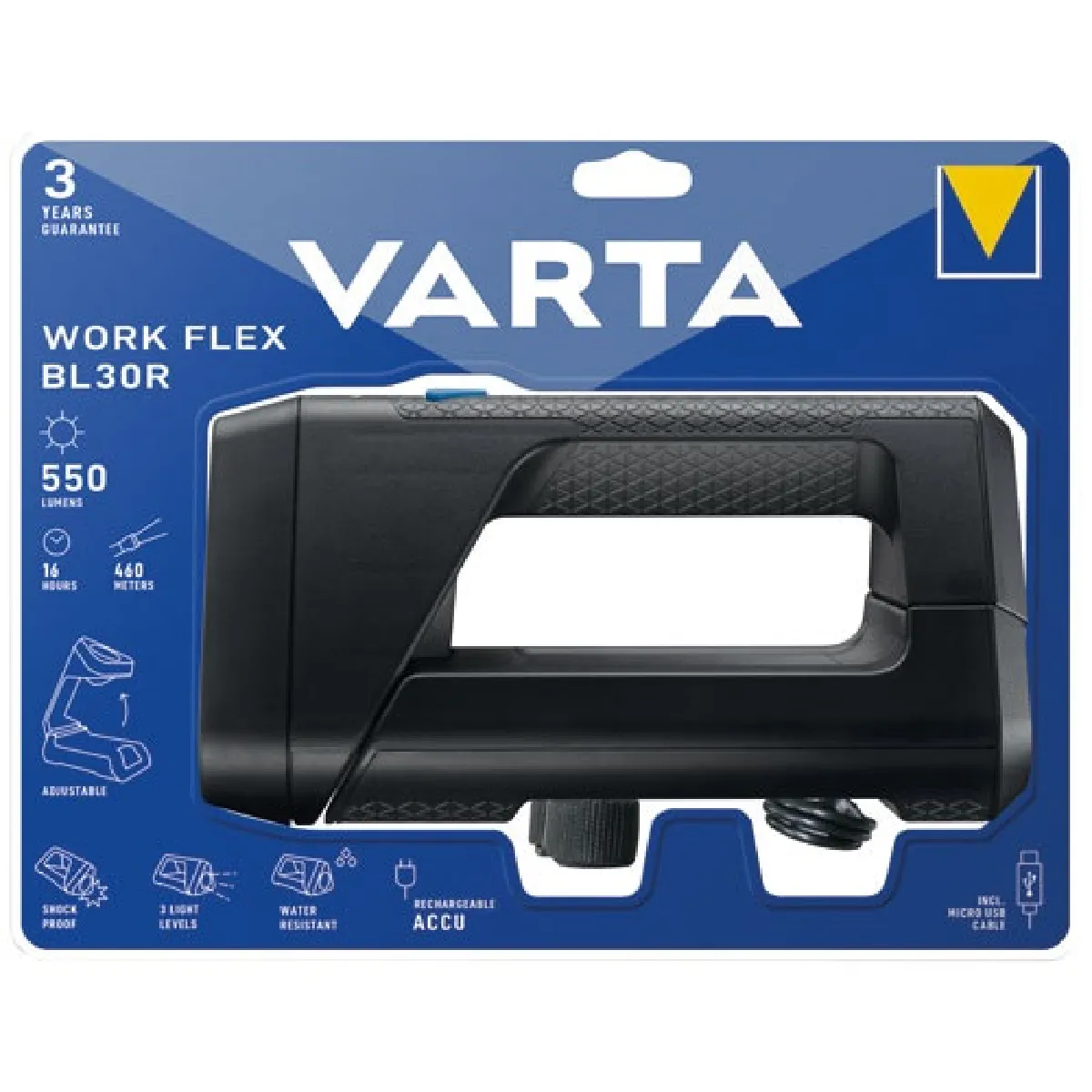 Varta Work Flex Noir Lampe torche LED