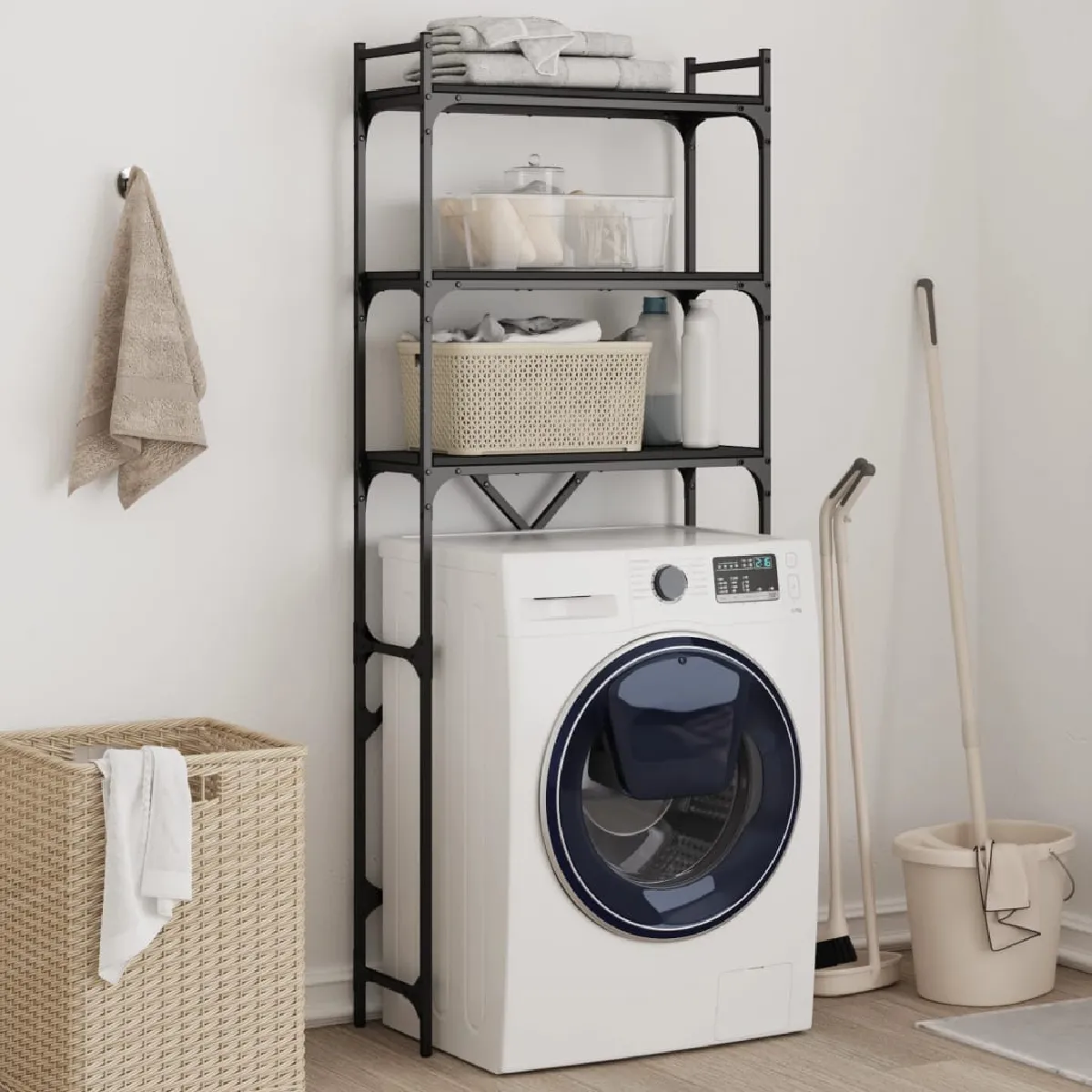 vidaXL - Étagère pour lave-linge - 67x25x163 cm - Noir - Image 3