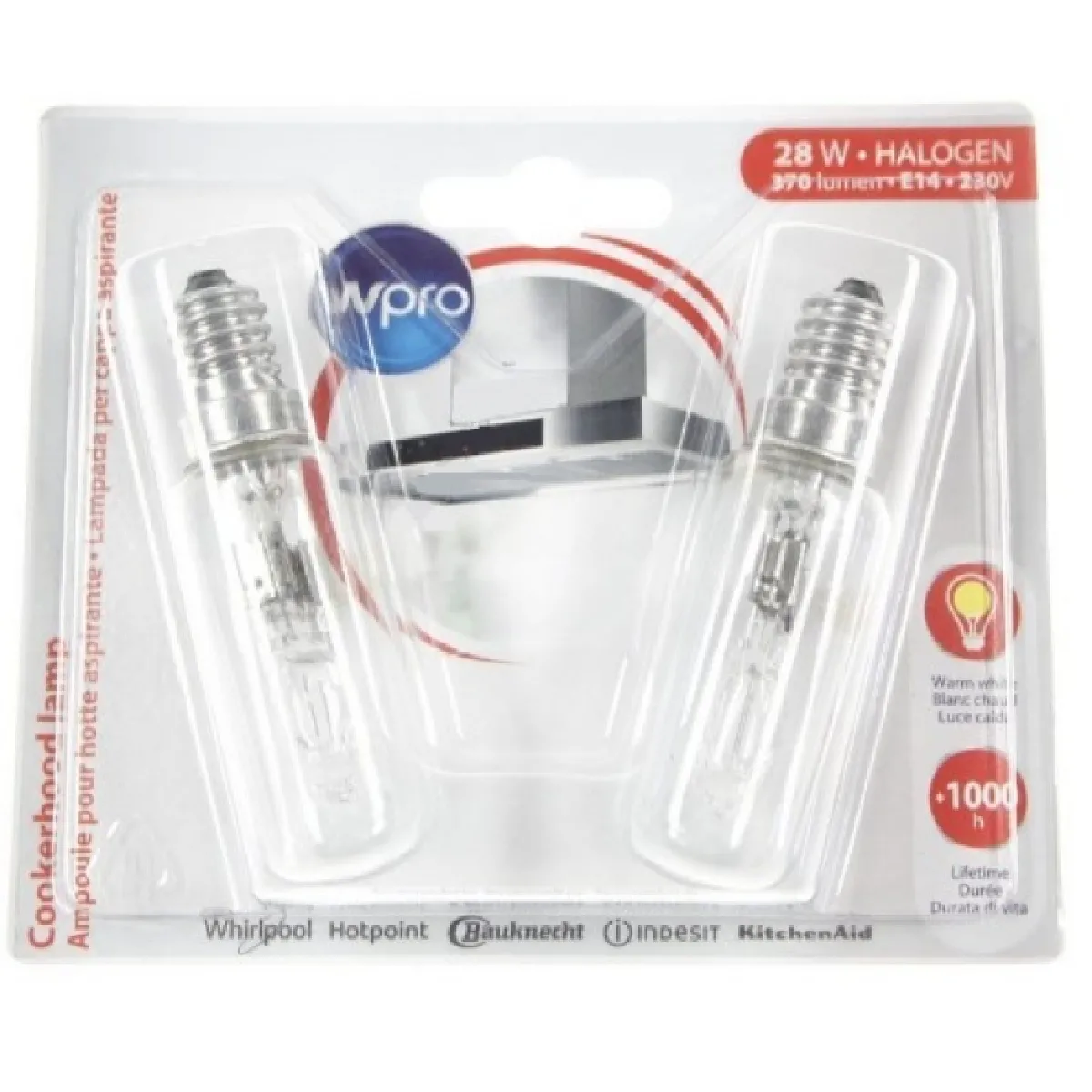 Ampoule LMH009 T25L x2 pour hotte BRANDT 5315725 WHIRLPOOL Culot E14 lumière du jour