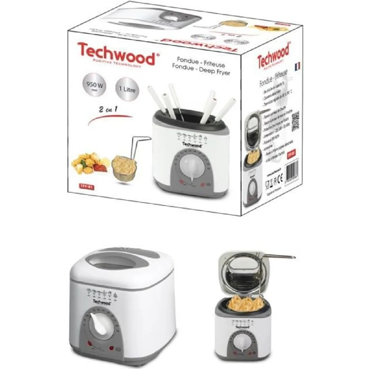 TECHWOOD Friteuse + Fondue 2 en 1