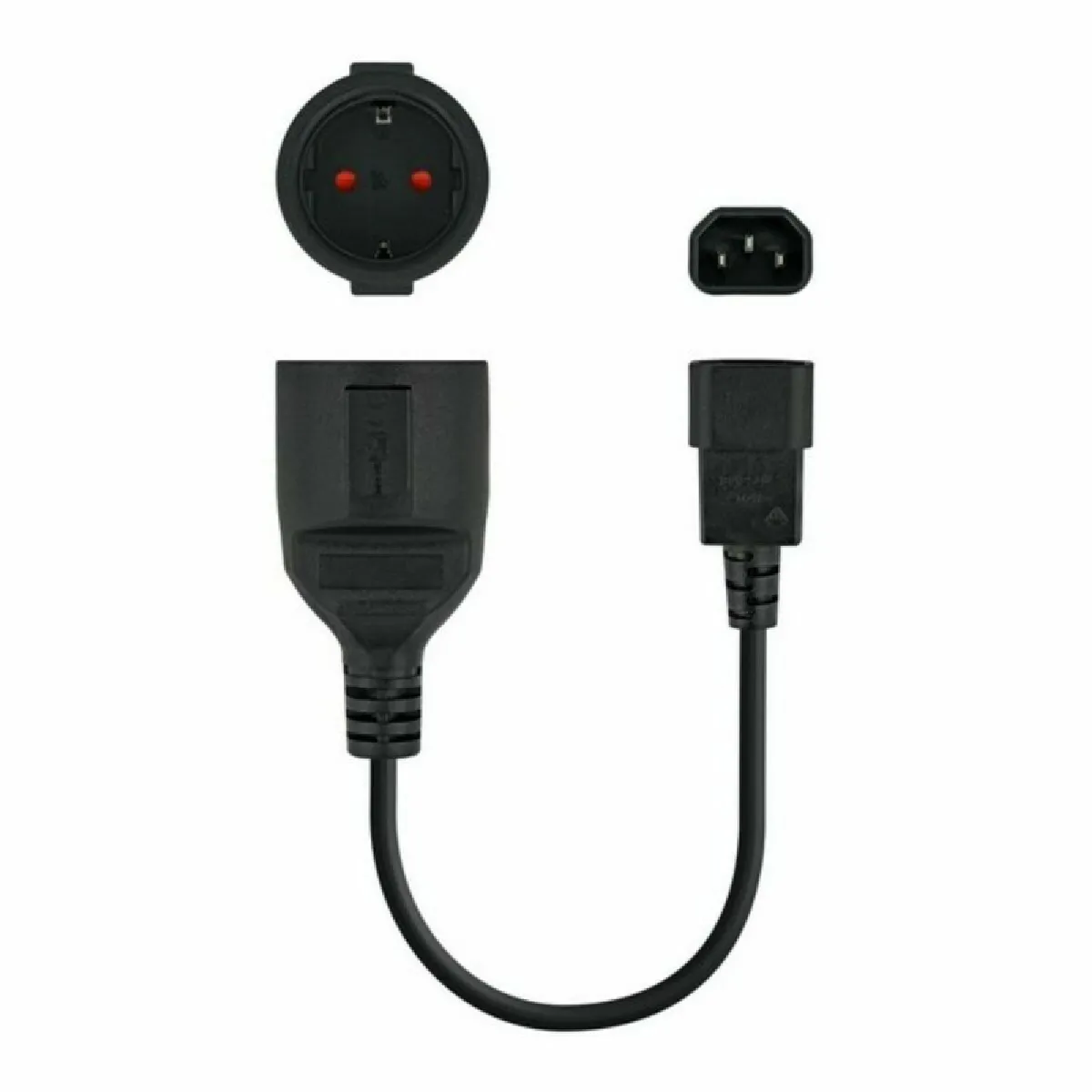 Nanocable Noir Câble D'alimentation C14/Schuko - 25 Cm