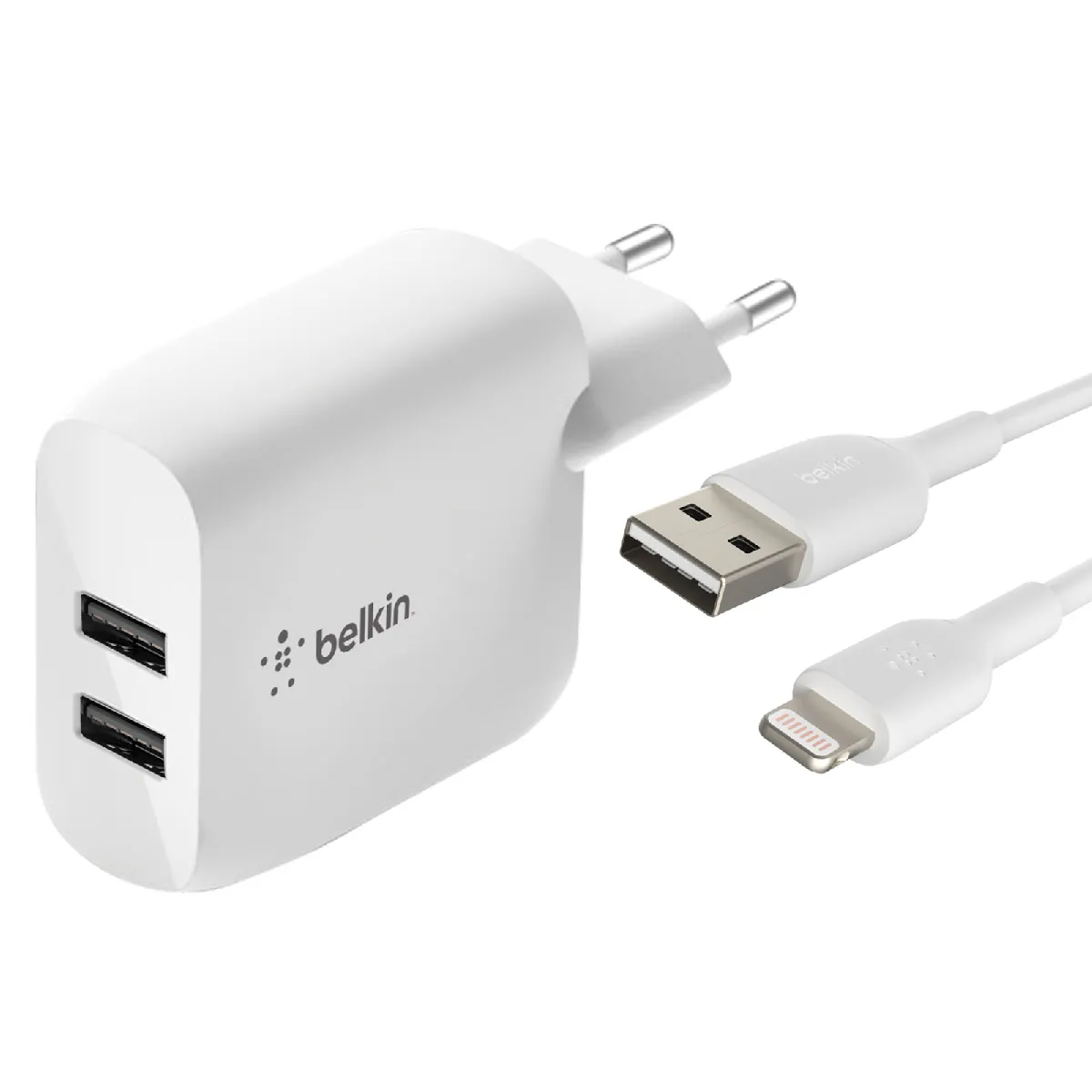 Chargeur double USB Belkin avec câble Lightning