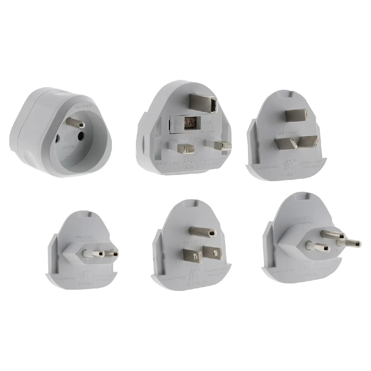 Zenitech Lot De 6 Adaptateurs De Voyage Avec 5 Fiches Mâles, Pour 100 Pays - Pochette Offerte - Blanc - Image 3