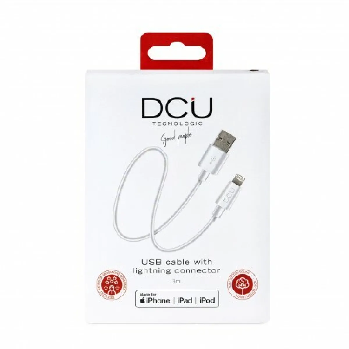 Câble Lightning vers USB DCU Tecnologic 2m Vert - Image 3