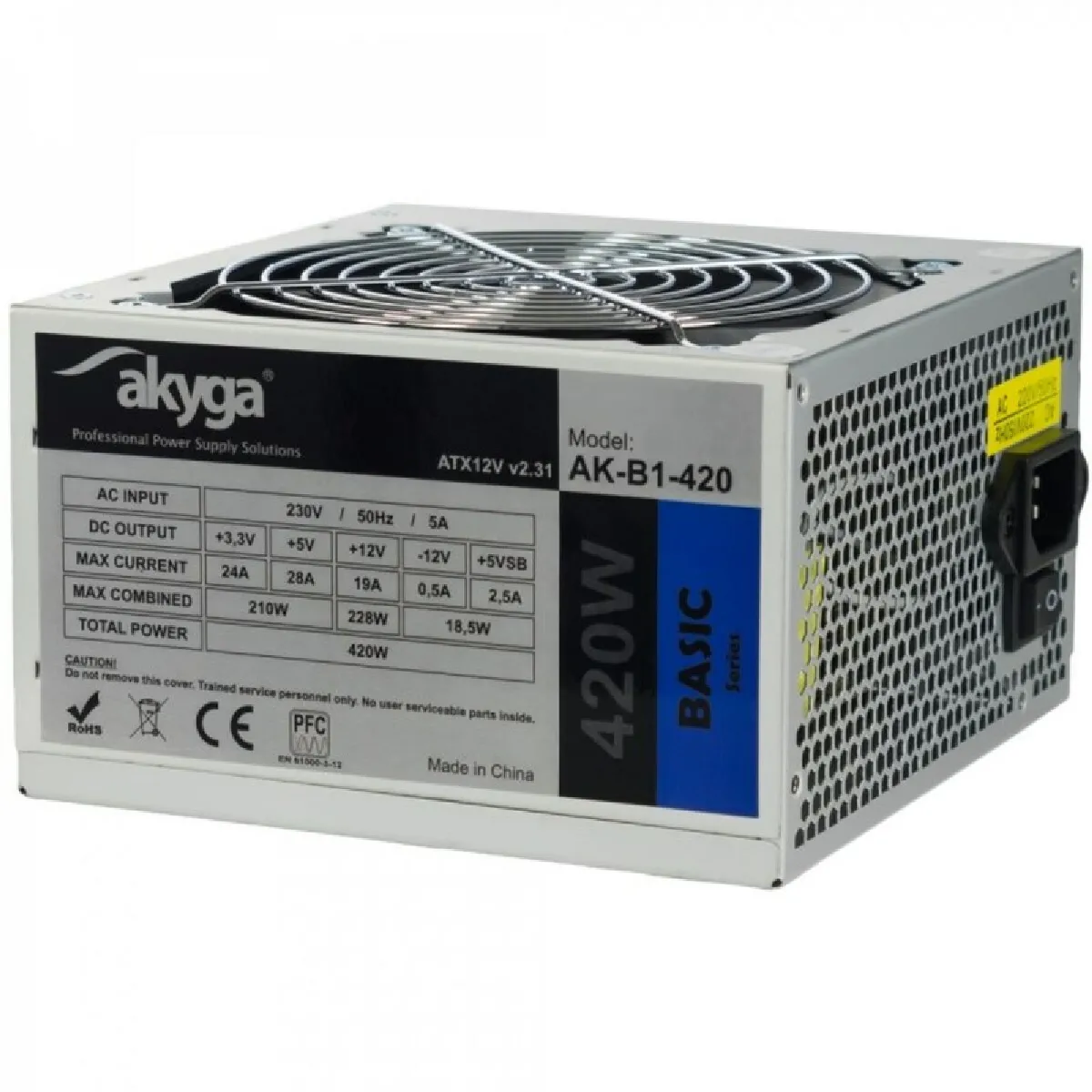 Non Communiqué Acier Galvanisé Akyga Ak-B1-420 - Alimentation Électrique (Interne) - Atx12v 2.31 - Ca 230 V - 420 Watt - Pfc - Image 3
