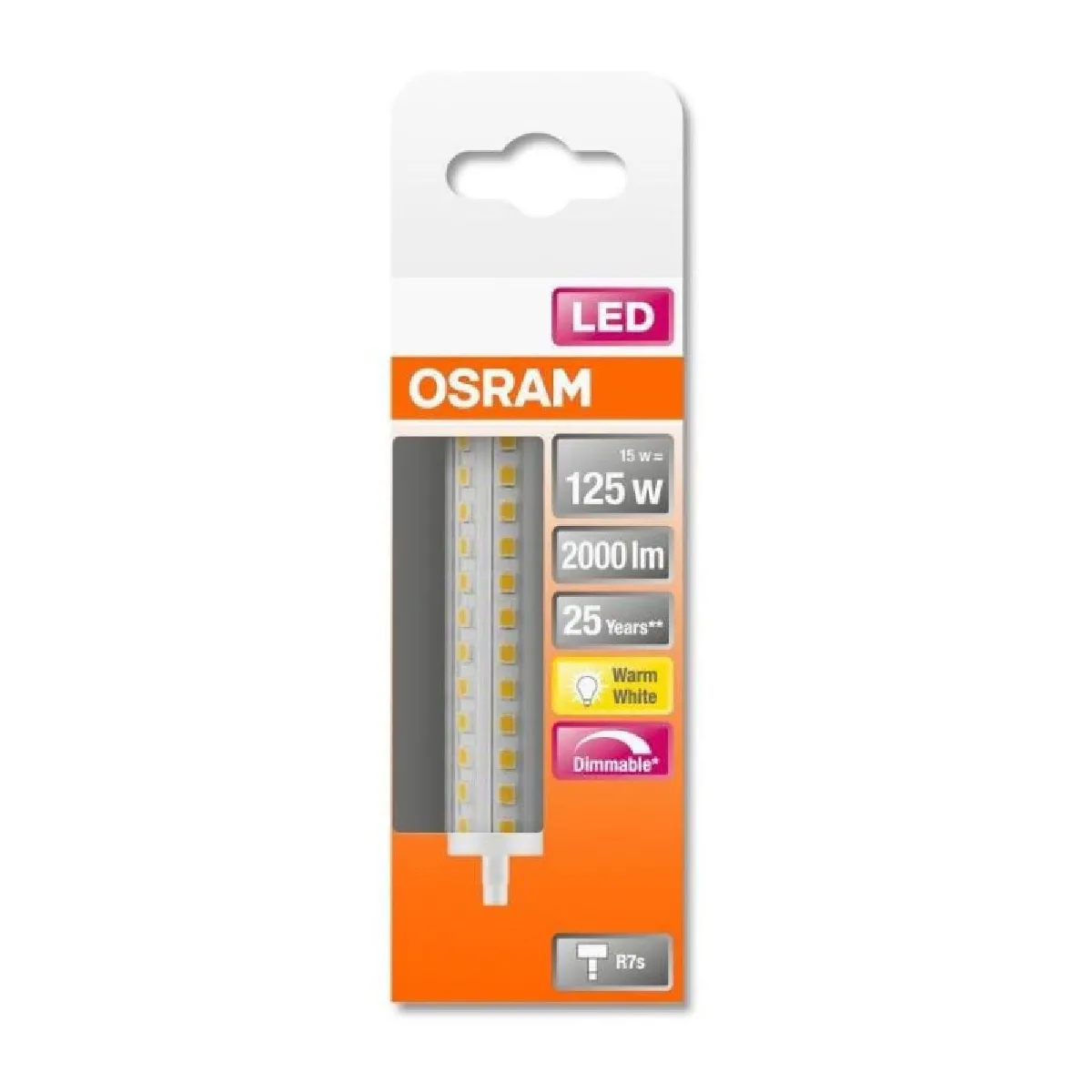 OSRAM Ampoule LED Crayon 118mm variable =125 R7S chaud - vue 4