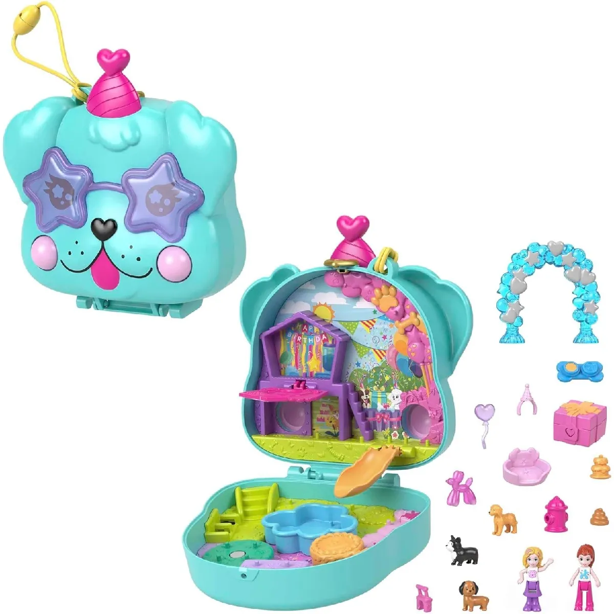 Polly Pocket Mini Univers Coffret Anniversaire Chiot avec 2 Mini Figurines Et 14 Accessoires Jouets De Voyage Jouet Enfant Dès HKV30 - vue 2
