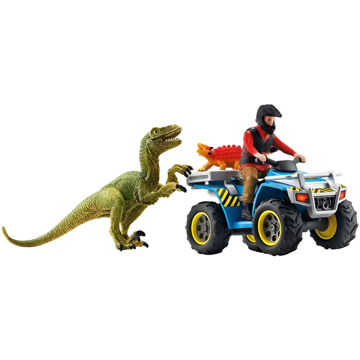 Schleich set de jeu dinosaures quad et vélociraptor