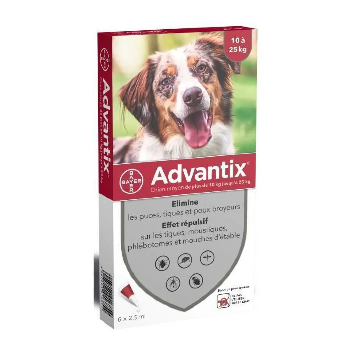 Advantix Pipette antiparasitaire pour chien - 10-25 kg - 6 pipettes
