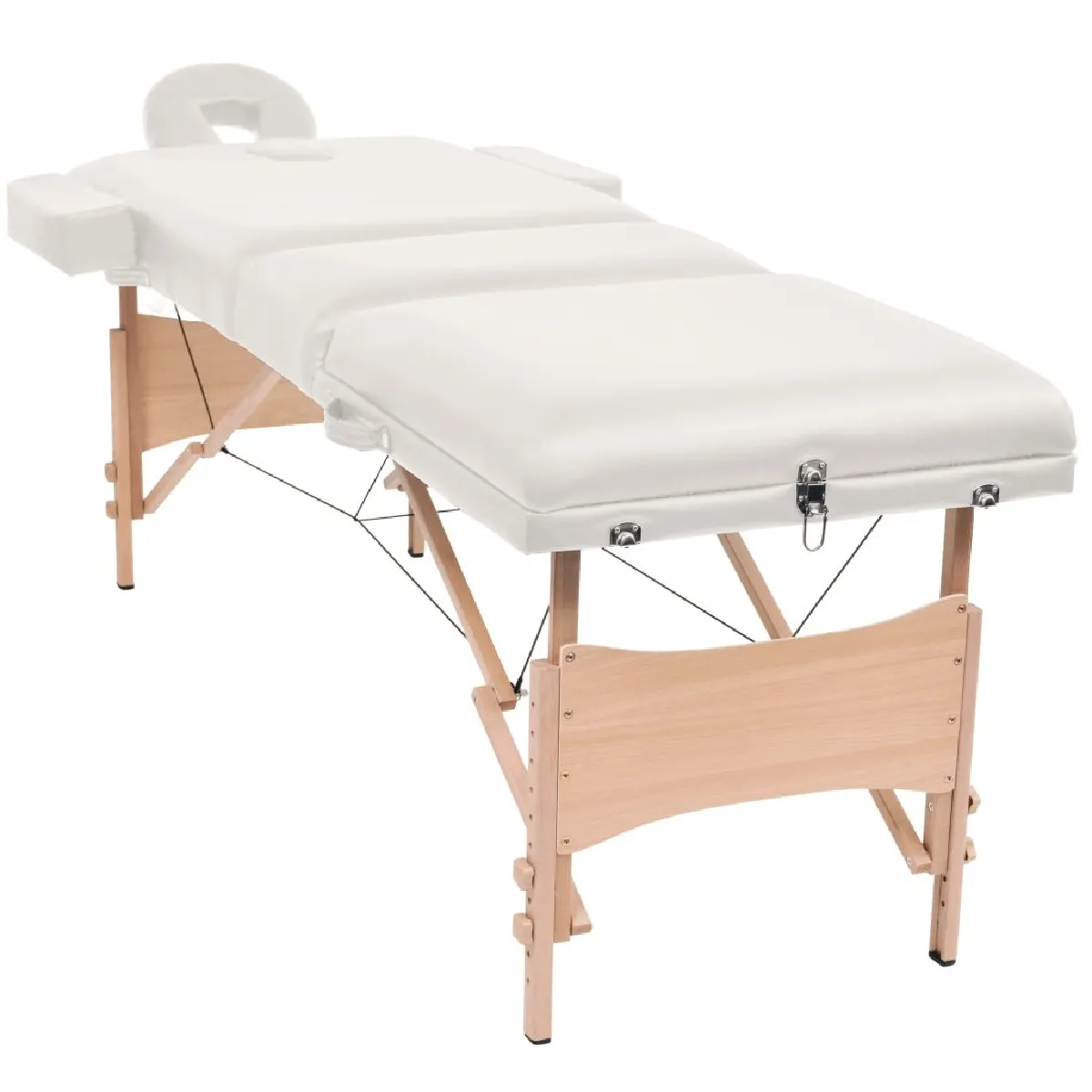 Helloshop26 Ensemble table et tabouret de massage pliables - Blanc