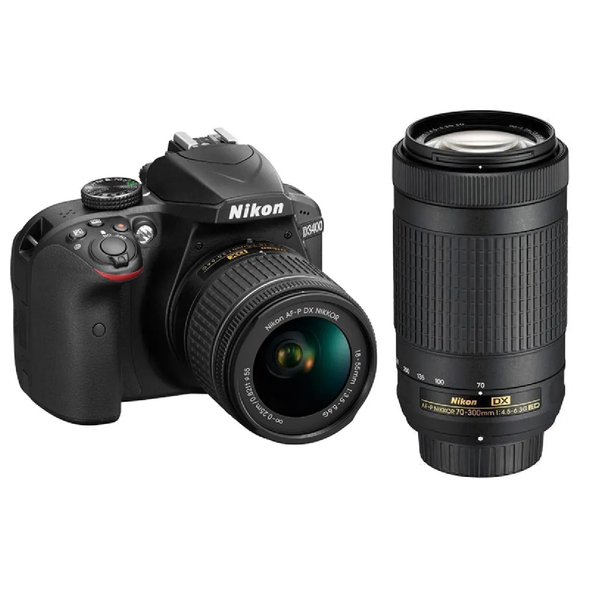 Nikon D3400 avec Objectif 18 55mm + 70 300mm