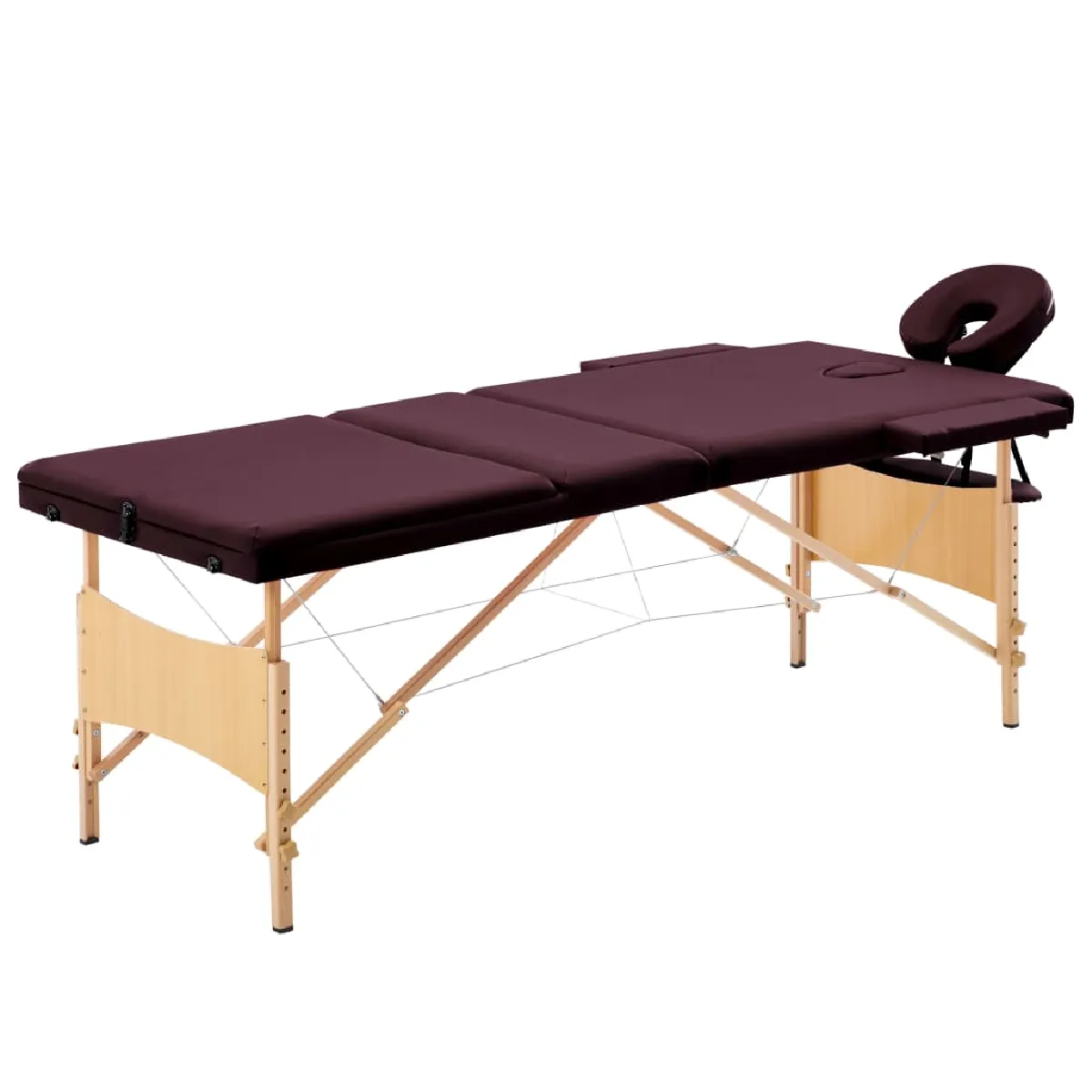 vidaXL Table de massage pliable 3 zones Aluminium vin - vue 2