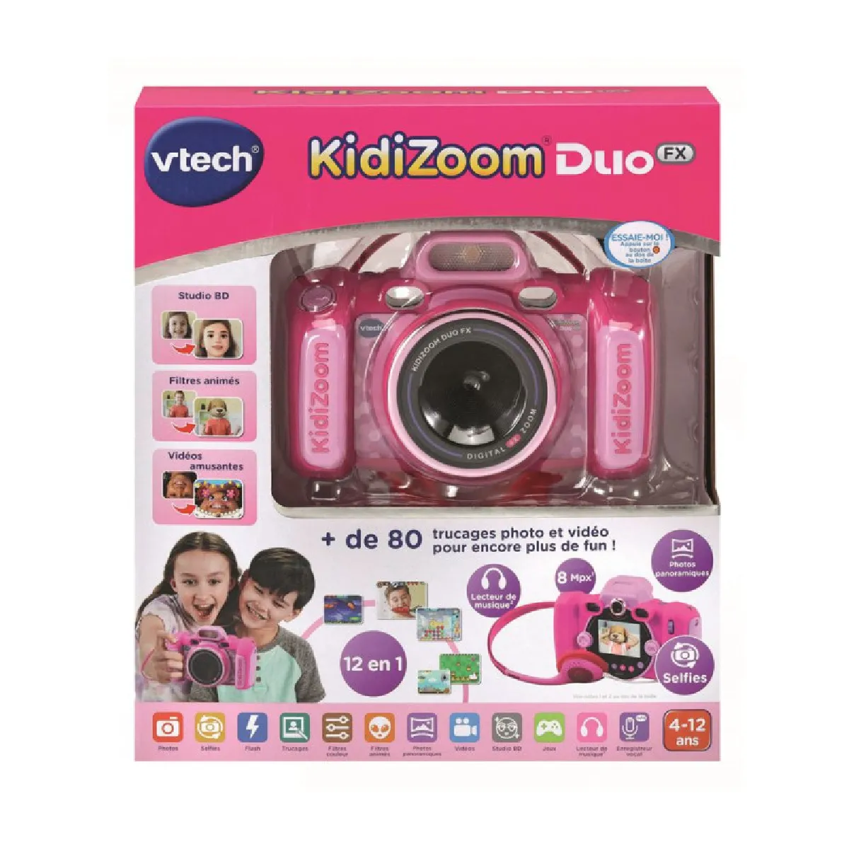 VTech KidiZoom Duo FX Appareil Photo Numérique Enfant Photo Selfie Vidéo Écran Couleur Studio BD Filtres et Effets Rigolos Cadeau Enfant de à Contenu en Français
